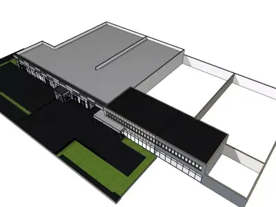 Modern Industrial Hall Front  Frames and Composite Facade 3D model