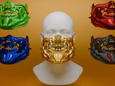 mask of samurai Low-poly 3D model