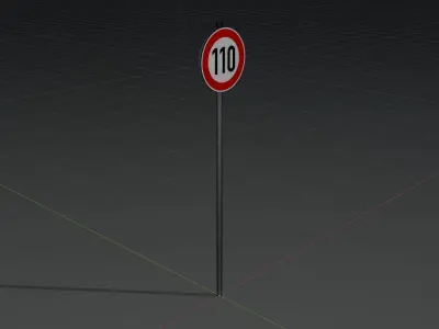 Traffic sign 274-110 Speed limit 110 km h Size-2 Low-poly 3D model