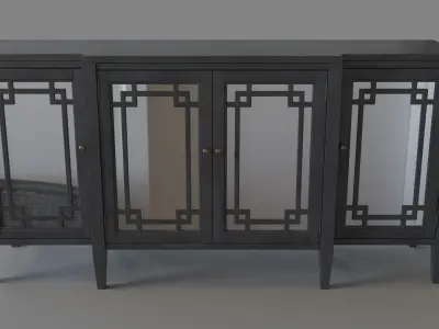 Haley 4-door Wood and Mirror Sideboard in Charcoal Gray 3D model