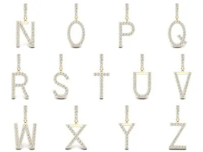 A to Z Collection-2 letter pendant gold with diamonds 3D Model Pack