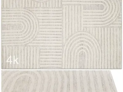 Carpet set 9122 - Hand Knotted Ivory Rug - 4k 3D model