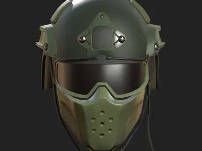 Helmet mask millitary combat soldier armor scifi  Low-poly 3D model