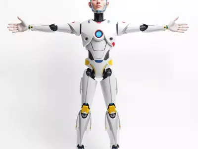 Futuristic Humanoid Robot Model Pack Low-poly 3D model 5