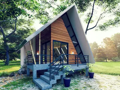 A-Frame House with Terrace Modern Cabin 3D Model 3D model