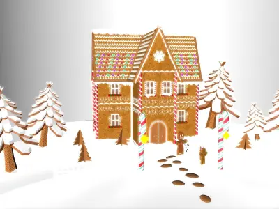 Gingerbread Village V2  two-storey house  3D model
