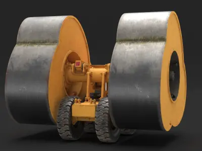 Impact Compactor Roller Dirty Rigged for Maya 