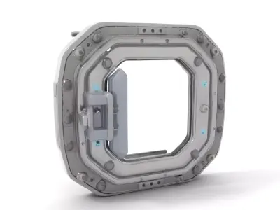 Futuristic Door Frame Model Pack with Metallic Details Low-poly 3D model