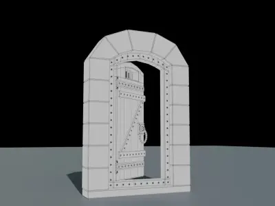 Low Poly Medieval Door  or Ancient Door Texture and Low-poly 3D model