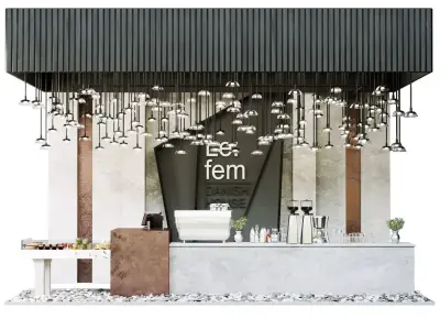 Design project of a coffee shop with a showcase of desserts 3D model