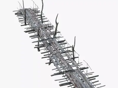 Old Wooden Pier M1 3D model