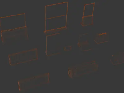 Dirty Concrete Street Barrier Collection Low-poly 3D model