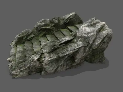 Stairs set of made out of rocks Low-poly 3D model order