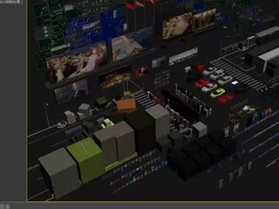 City building model billboards and road signs The street signs 3D model