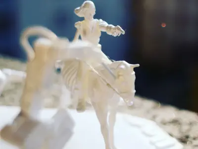 WestWorld diorama - woman riding horse with gun 3D print model