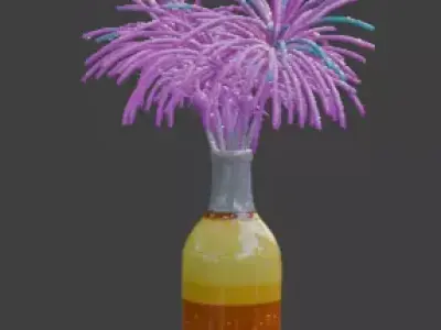 Stylized Cartoon Celebration Fireworks Bottle 3D Model Low-poly 3D model