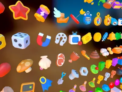 Cartoon Game Widget Low-poly 3D model