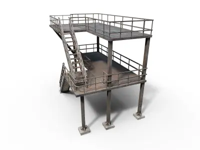 Industrial stair v2 Low-poly 3D model