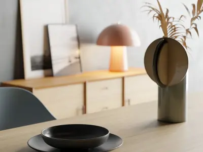 Free - Dining Set Scandinavian Style Free low-poly 3D model