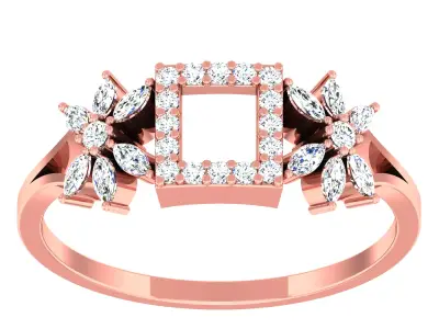 Diamond light gold ring 3D print model 7
