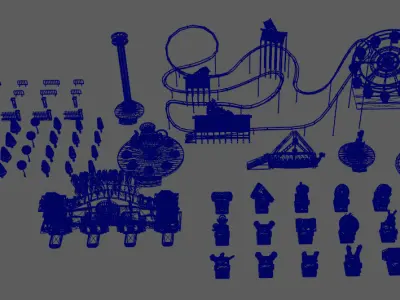 amusement park Low-poly 3D model 6
