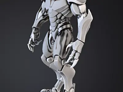 Futuristic Mech Robot Warrior   Sci-Fi Game Ready 3D Character  Low-poly 3D model