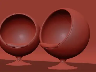 Round set two sphere chairs 3D model