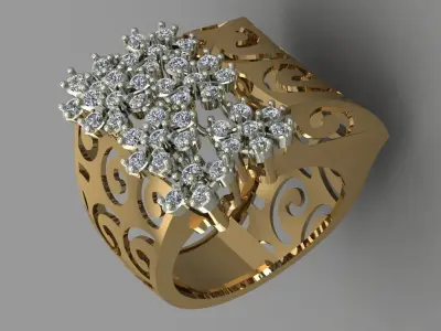 Beautifull Jali On Surface With The Flower Of Daimonds Ring  3D print model