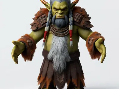 Elder Orc Warrior Rigged and Animated D Character Model Low-poly 3D model
