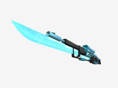 SciFi Sniper Gunblade A02 Black Blue - Fiction Weaponry Low-poly 3D model