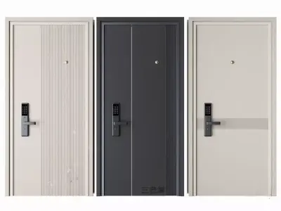 Wooden-door double-door  Password-door entrance-door 3D model