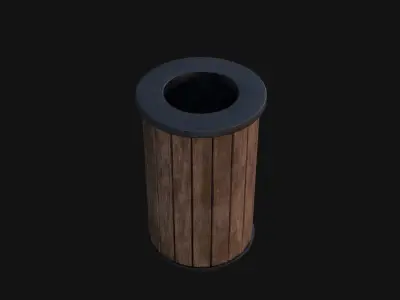 Street Trash Can Low-poly 3D model order