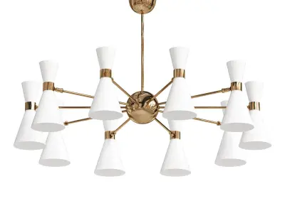 Ceiling chandelier with rotating shades 6 shades White 3D model