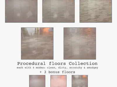 Floor with 5 procedural floor shaders 3D model