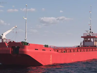  Split Hopper Barge Red Rigged for Maya 