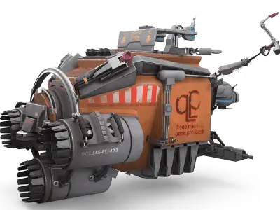  Futuristic Spacecraft with Mechanical Arms Rigged 