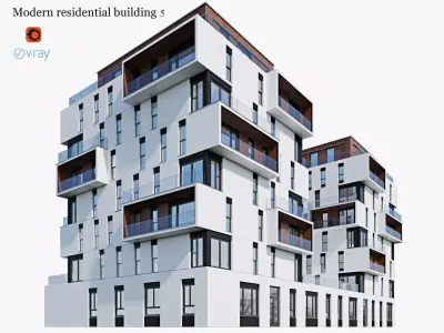 Modern residential building 5 3D model