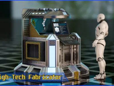 SciFi Fabricator Crafting Station - Game-Ready Low-Poly 3D Model Low-poly 3D model
