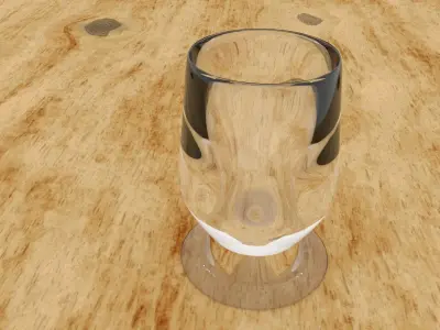 Glass on wooden table 3D model