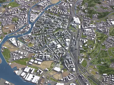 Gdansk - 3D City Model Low-poly 3D model