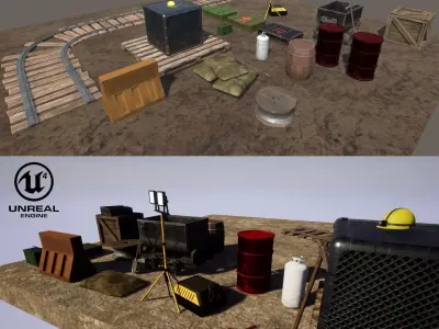 Mine Assets Pack Low-poly 3D model