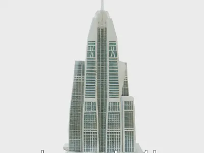 Futuristic Skyscraper Architectural Model Low-poly 3D model
