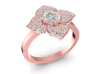 Luxury Floral Diamond Cluster Ring for Women 1424 3D print model