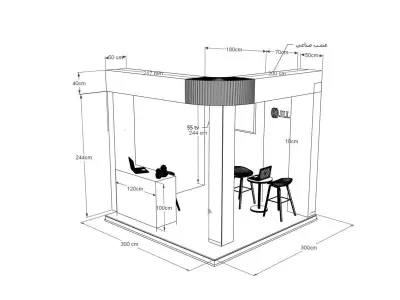 booth 3x3 open 3 side 3D model