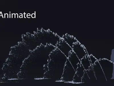 Six Animated Fountains 3D model