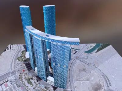 Sky Tower Abu Dhabi 3d Low-poly 3D model