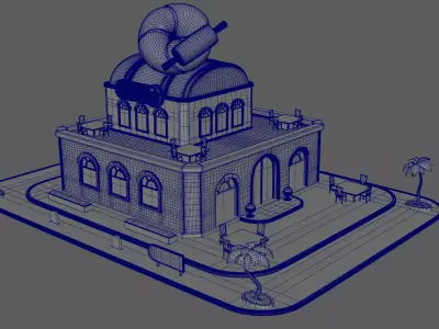 Cartoon Bakery Building 3D Model FBX Textured Low-poly 3D model