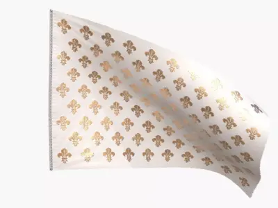 Royal French Flag until 1792 Low-poly 3D model