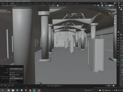 Subway station with columns and lights Free 3D model
