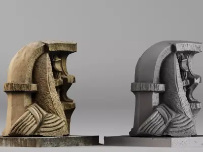 001702 Arkbutans Sails Shell Limestone Architectural Sculpture 3D print model